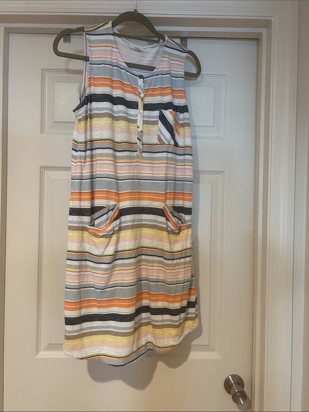 J. Jill multicolor striped sleeveless pocket dress M
